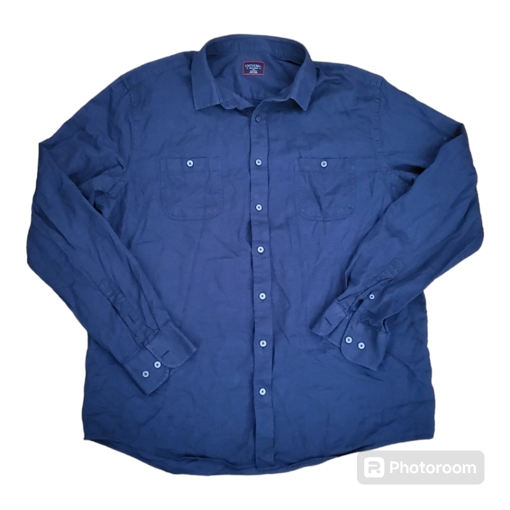 Untukit long sleeve button up top Mens Size‎ 2X Blue